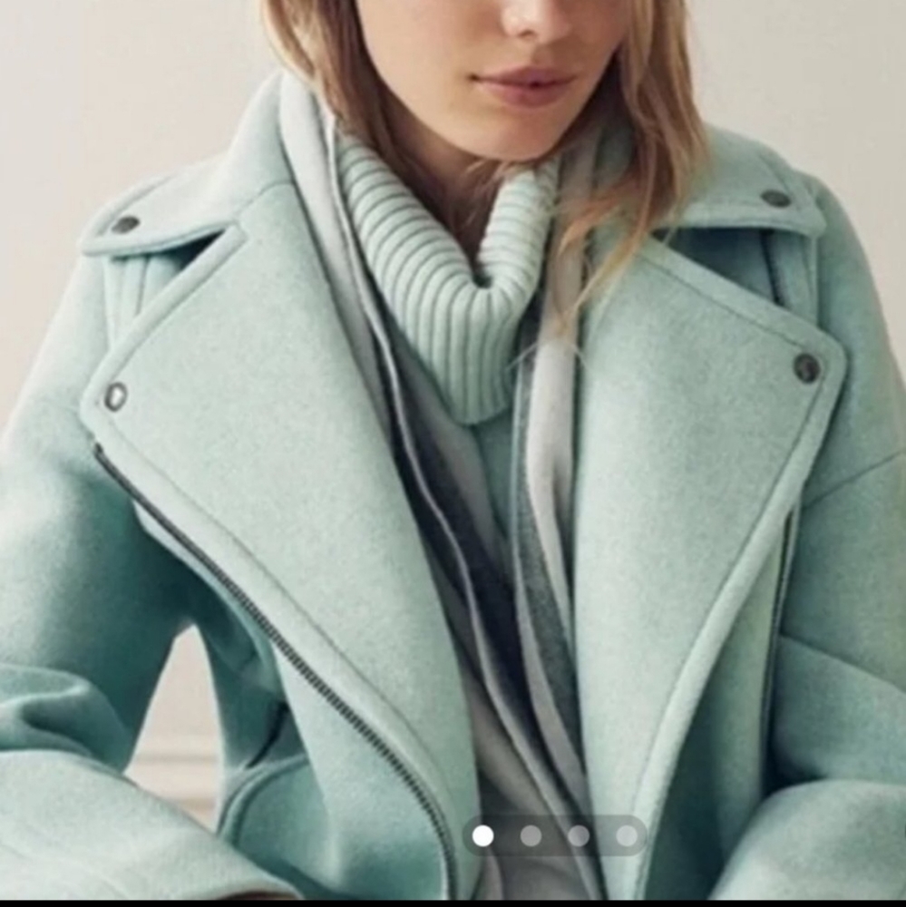 Banana Republic Melton Wool Cocoon Mint Moto Coat/Jacket
